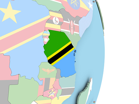 Cut-out map of South Africa overlaid with the colors of the South African flag. Edges are crisp, so easy to select with the magic wand tool.