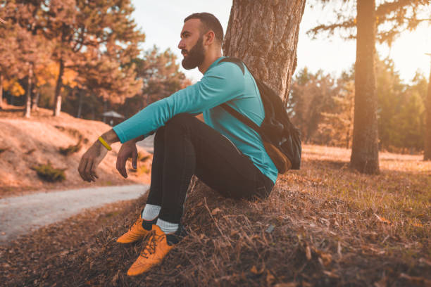 istock Bearded man relaxing in the park 862129592