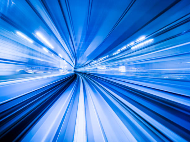 istock Motion blur train moving in city rail tunnel. 862135350