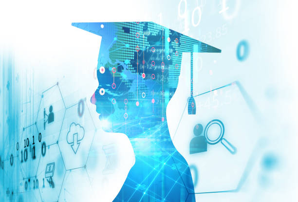 3d rendering of virtual human silhouette on technology background illustration 3d rendering of virtual human silhouette on technology background illustration,concept post secondary education stock pictures, royalty-free photos & images