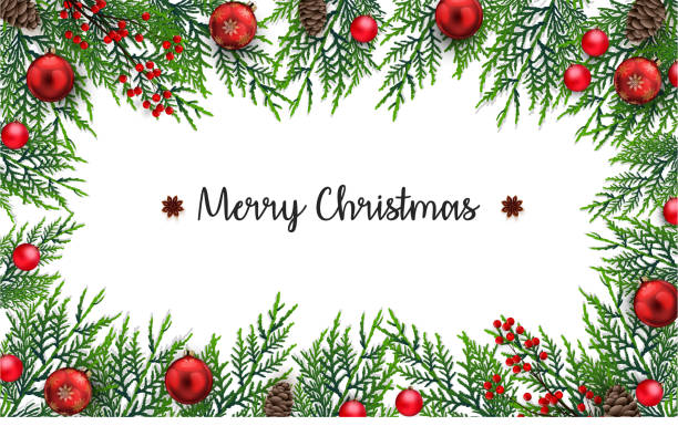 istock Christmas background with fir branches and red balls 862146966