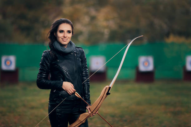 istock Archer Woman with Bow and Arrow in Target  Training 862153788