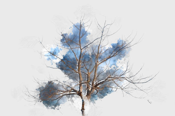istock Abstract Colorful tree on watercolor painting background. 862155912