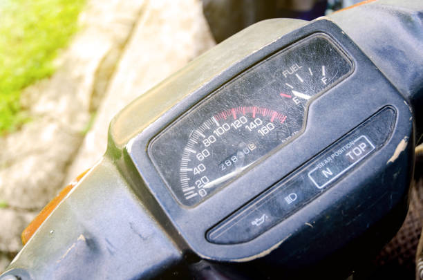 istock Dashboard of old motorcycle parked on the wayside 862161306