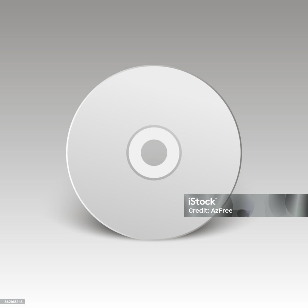Blank White Compact Disk Mock Up Cd Disk Vector Illustration Stock ...