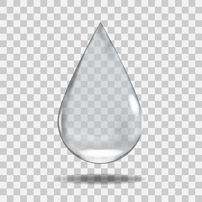Realistic Transparent water drop. Useful with any background. Illustrated vector.
