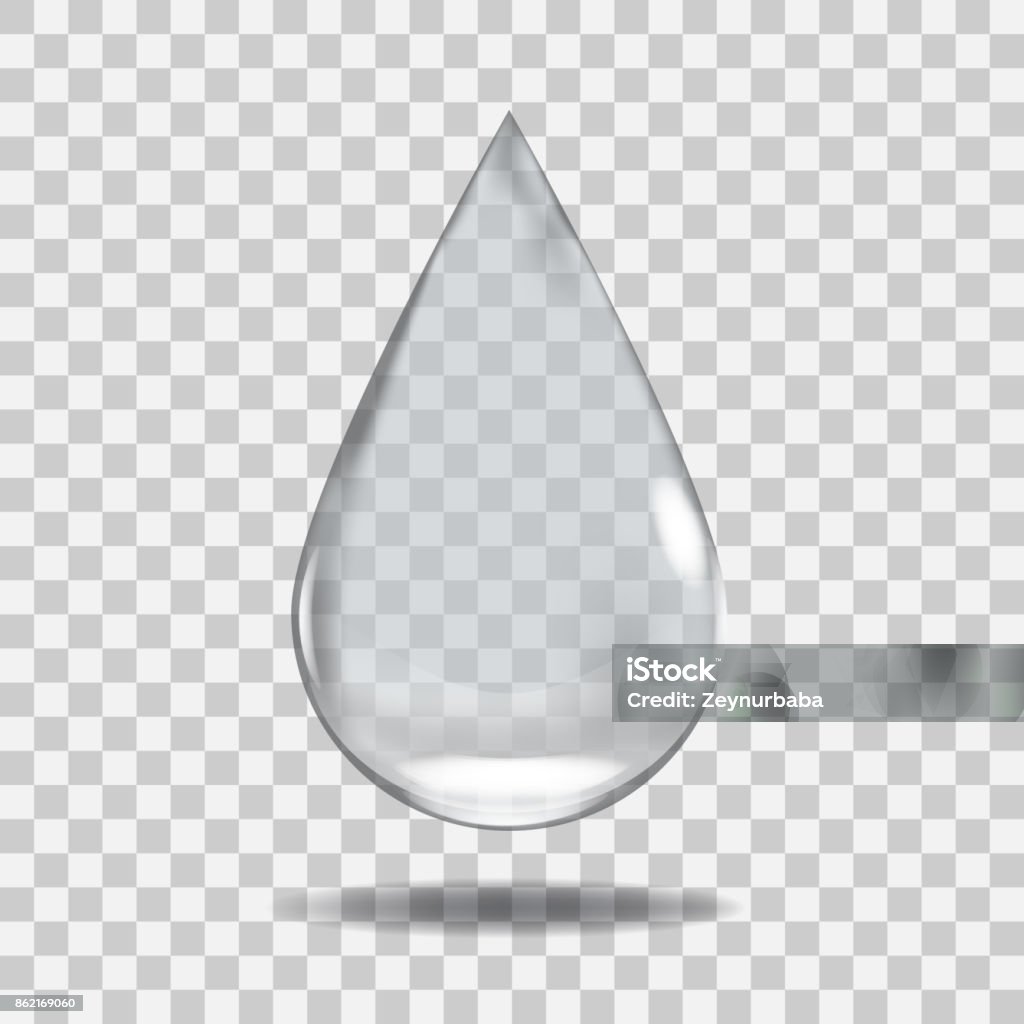 Realistic Transparent water drop. Useful with any background. Realistic Transparent water drop. Useful with any background. Illustrated vector. Drop stock vector