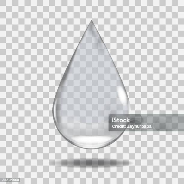Realistic Transparent Water Drop Useful With Any Background Stock Illustration - Download Image Now