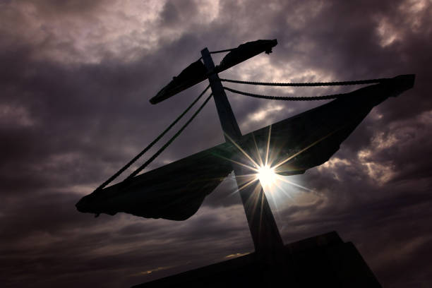 Silhouette Hanging of Anchor against sunset sky