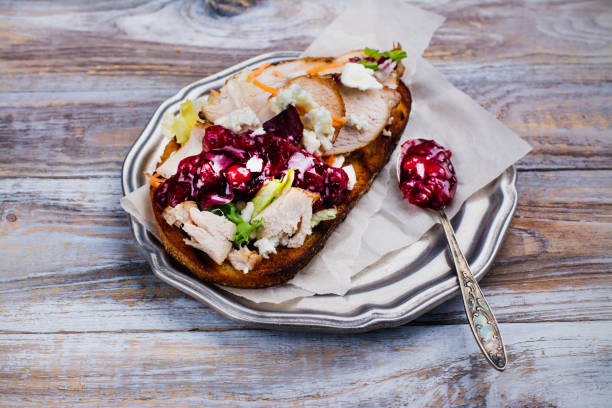 istock Homemade turkey leftover sandwich with cranberry sauce 862172950