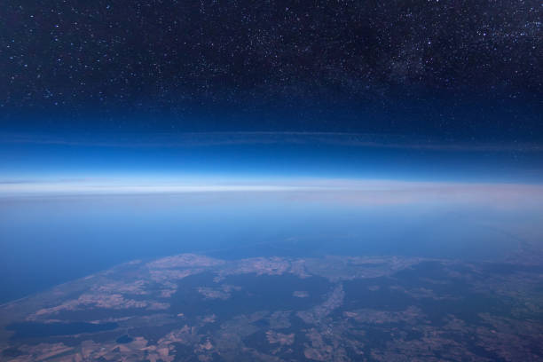 istock High altitude view between sky and space , in to the dark 862175056
