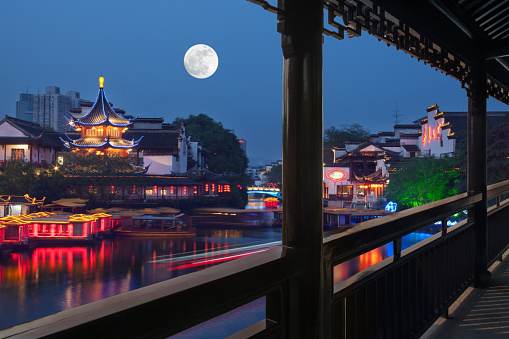 China's jiangsu province nanjing at night,