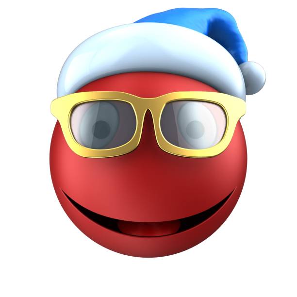 istock 3d red emoticon smile with Christmas hat 862176206