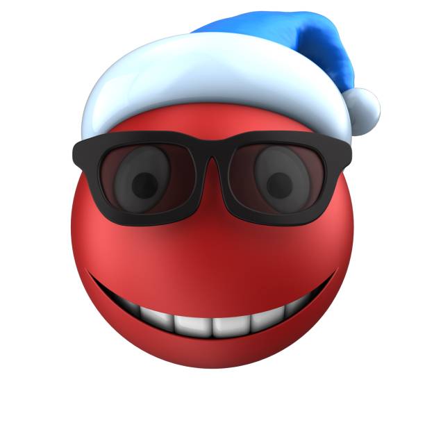 istock 3d red emoticon smile with Christmas hat 862176886