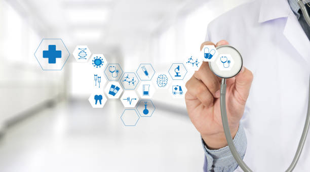 istock Medicine health care professional doctor  hand working with modern computer interface technology 862179716