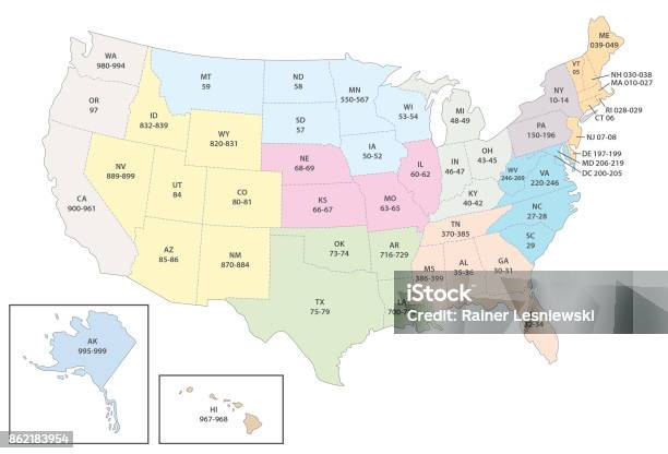 United States Zip Code Map Stock Illustration - Download Image Now ...