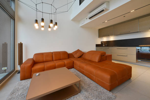 istock Luxury modern living room interior and decoration at night, interior design 862184682