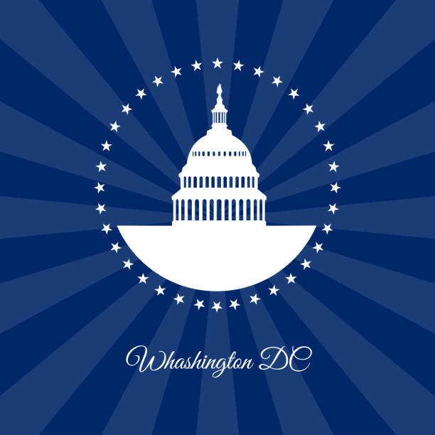 華盛頓 dc 白宮和國會大廈浸浴星星在黑暗的光線背景 - washington dc 幅插畫檔、美工圖案、卡通及圖標