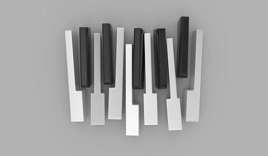 Piano keys isolated on the gray background