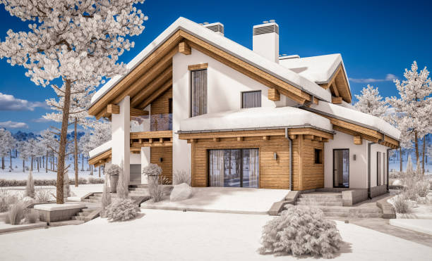 istock 3d rendering of modern cozy mountain ski resort with snow 862196254