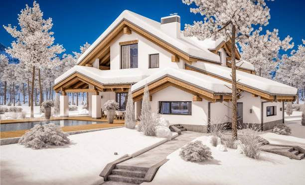 istock 3d rendering of modern cozy mountain ski resort with snow 862196272
