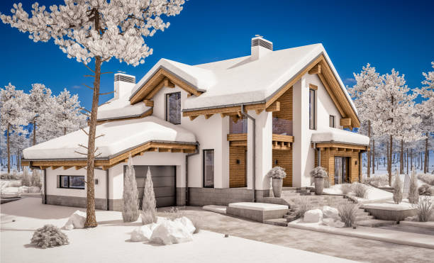 istock 3d rendering of modern cozy mountain ski resort with snow 862196294