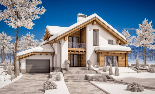 istock 3d rendering of modern cozy mountain ski resort with snow 862196316