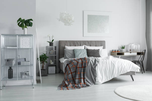 istock Modern metal shelf holding accessories 862196798