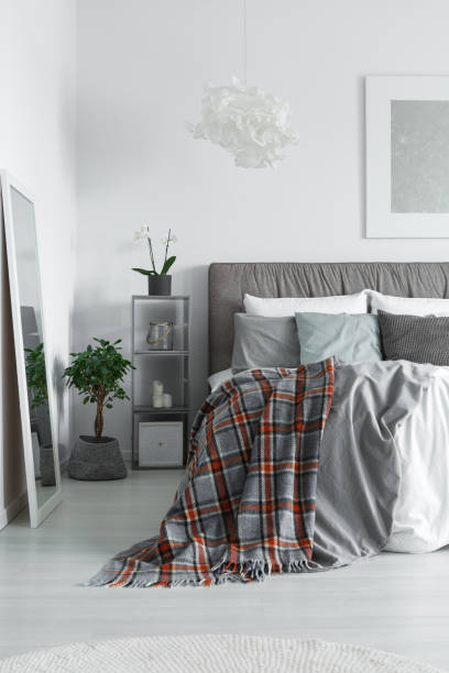 istock Cozy interior of monochromatic bedroom 862196824