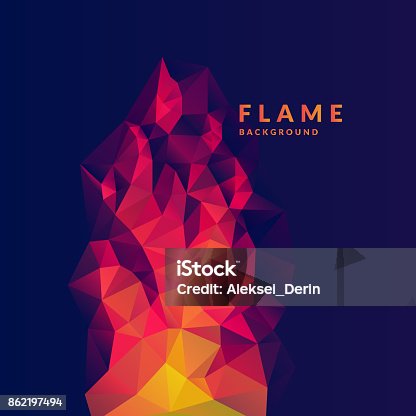 istock Flame polygonal object in the dark background 862197494