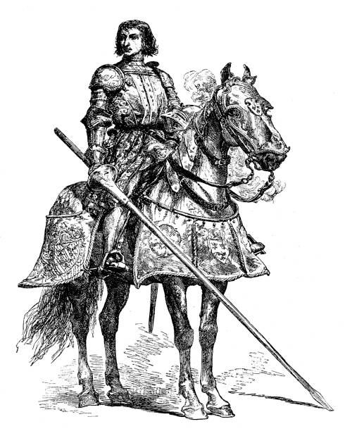 ilustrações, clipart, desenhos animados e ícones de chevalier de bayard - black knight