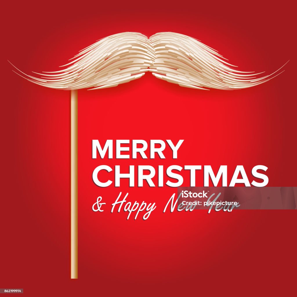 Santa s Mustache Vector. Classic Christmas Realistic White Mustache With Stick. Isolated Illustration Santa s Mustache Vector. Classic Christmas Realistic White Mustache With Stick. Isolated Abstract stock vector