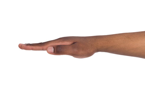 istock Hand of black man extended forward on isolated white background 862201090