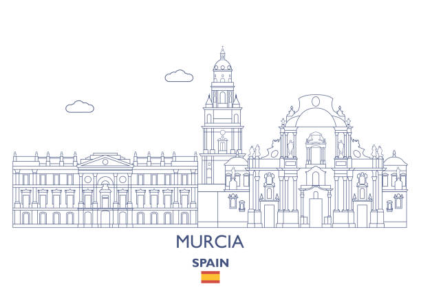 무르시아 도시 스카이 라인, 스페인 - murcia stock illustrations