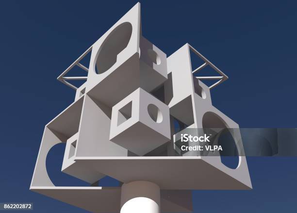 Architectural Fantasy Abstract Design Stock Photo - Download Image Now - Sculpture, Modern, Abstract