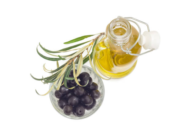 istock Black olives, olive oil and olive branch 862206226