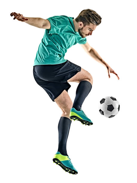 istock soccer player man jungling isolated white background 862208350