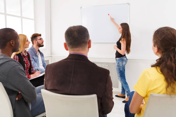 istock Brunette woman doing presentation in office 862215740