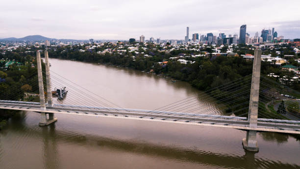 vista al puente de eleanor schonell en west end, brisbane - eleanor fotografías e imágenes de stock