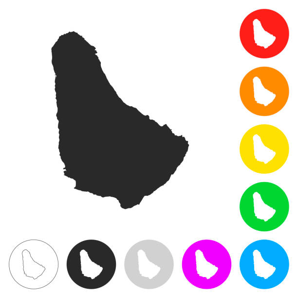 バルバドス地図 - 別の色ボタンのフラット アイコン - barbados点のイラスト素材／クリップアート素材／マンガ素材／アイコン素材