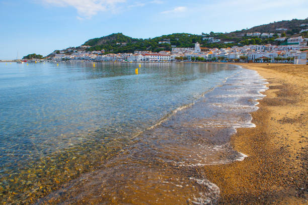 Costa Brava Catalonia, Port de la Selva Beach in the monrning during autumn.
