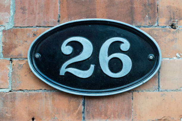 istock Number 26 metal plate on a brick wall 862231046