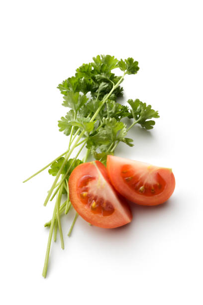 istock Ingredients: Tomato and Parsley Isolated on White Background 862233754