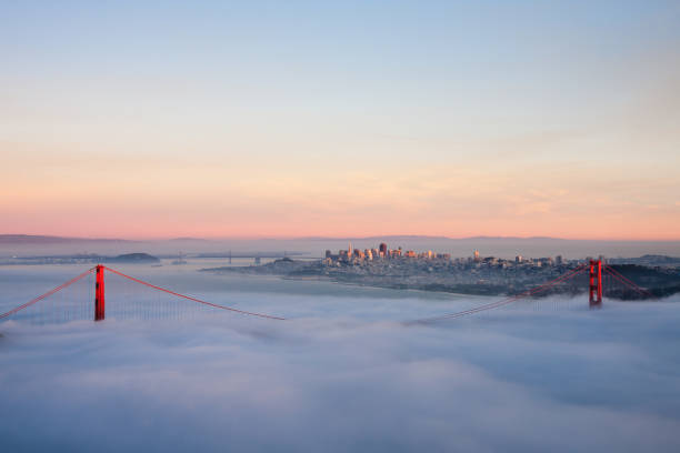 istock Golden gate bridge from the top view during sunset time 862244798