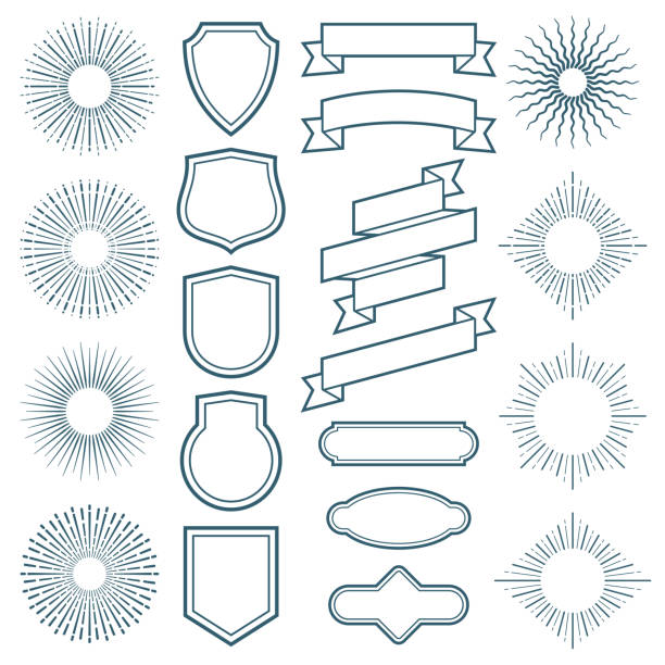 vintage ramki sunburst, wstążki banery i etykiety elementy wektorowe w stylu art deco - deco stock illustrations