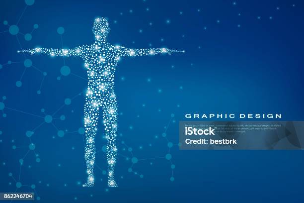 Abstract Human Body With Molecules Dna Medicine Science And Technology Concept Vector Illustration Stock Illustration - Download Image Now