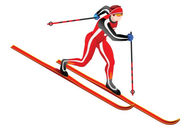 ski langlauf clipart vektor - winter olympic games stock-grafiken, -clipart, -cartoons und -symbole