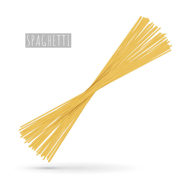 illustrazioni stock, clip art, cartoni animati e icone di tendenza di spaghetti crudi realistici - ragù