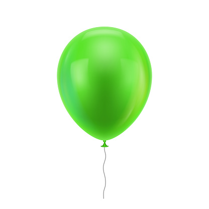 Green realistic balloon. Green inflatable ball realistic isolated white background. Balloon in the form of a vector illustration