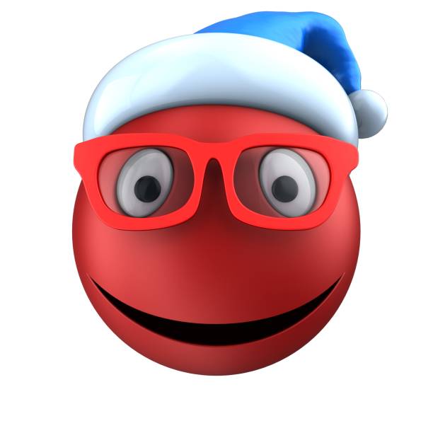 istock 3d red emoticon smile with Christmas hat 862267254
